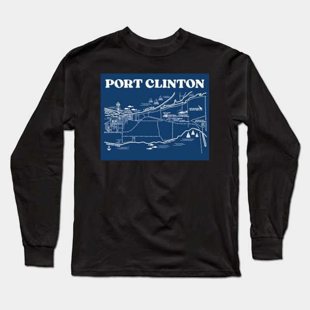 Port Clinton Map Art Long Sleeve T-Shirt by fiberandgloss